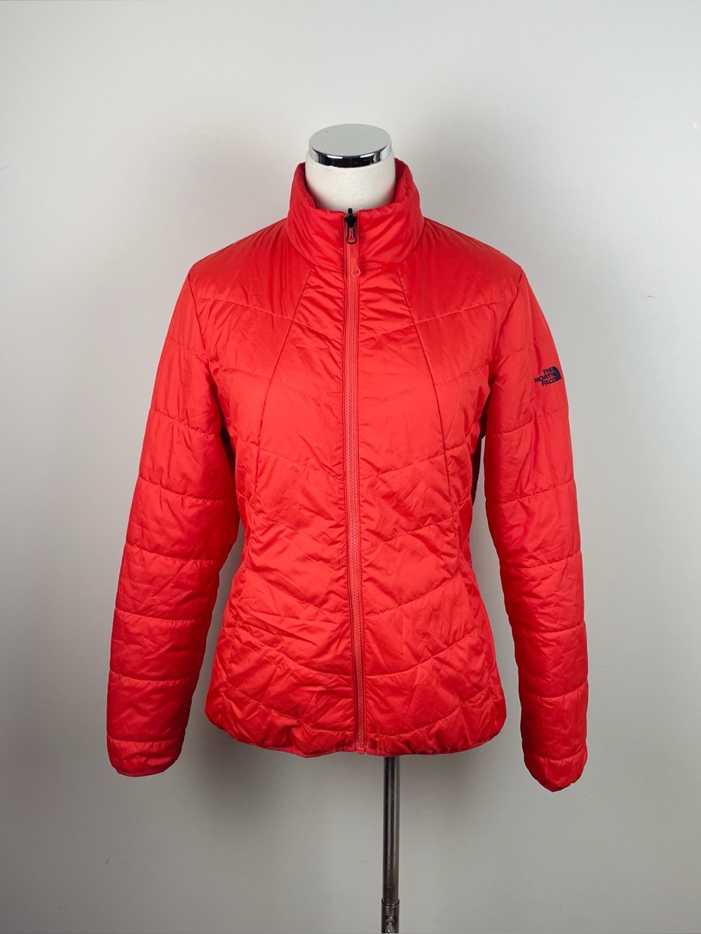 The North Face Solid Orange Full Zip Puffer Jacket Women Medium Outdoor